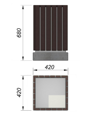 Урна деревянная квадратная с бетонным основанием МАФ 1633 в Перми