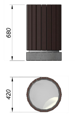 Урна деревянная круглая с бетонным основанием МАФ 1632 в Перми