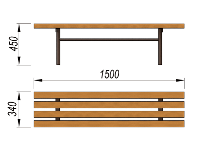 Лавочка без спинки МАФ 1601 в Перми
