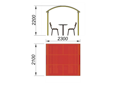 Стол и лавки под навесом МАФ 4005 в Перми