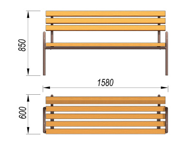 Парковая лавочка со спинкой МАФ 1605 в Перми