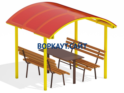 Стол и лавки под навесом МАФ 4005 в Перми
